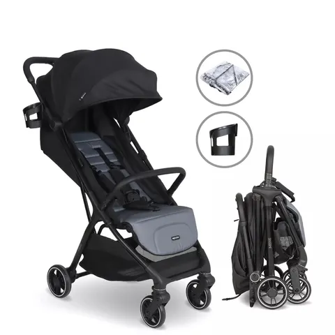 MY BABIIE MBX6 AUTO-FOLD COMPACT STROLLER - BLACK / GREY