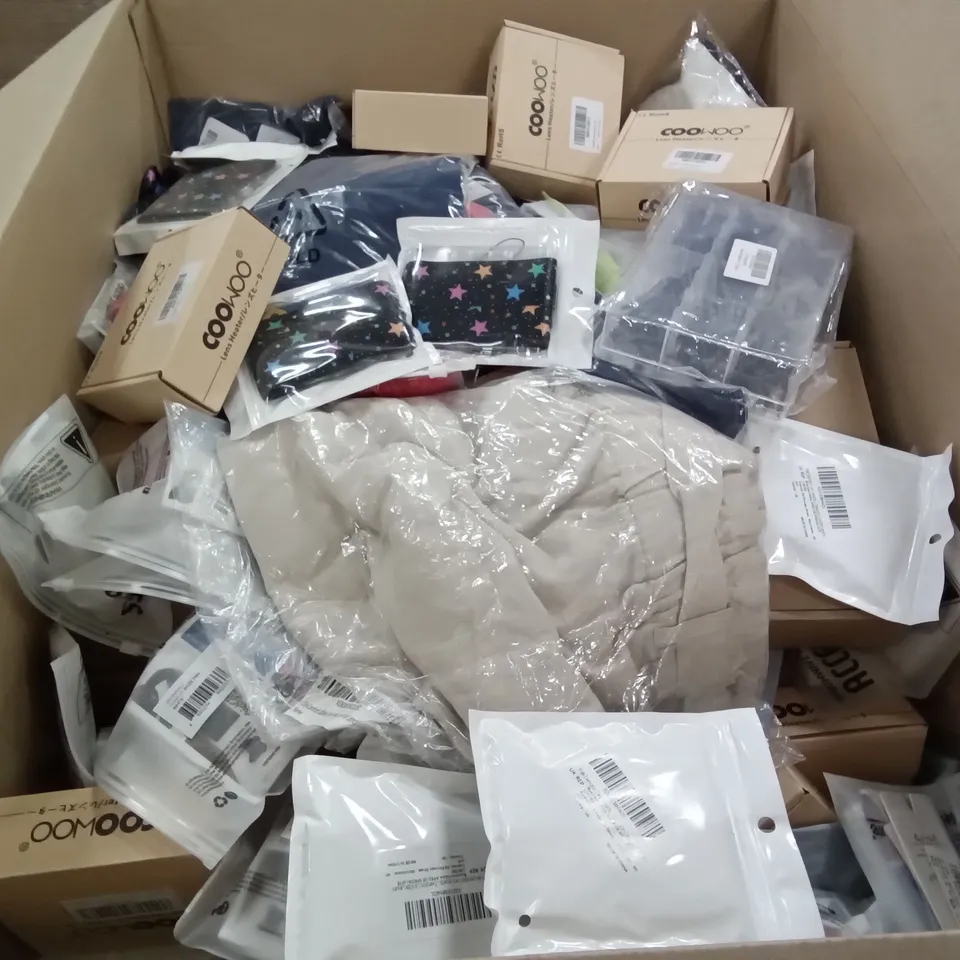 PALLET OF ASSORTED ITEMS INCLUDING FINGER TEN GOLF TEES, SQUARE FIBRE POTS, MASK EXEMPTION CARD LANYARDS, BLACK DRYWALL SCREW SET, COOWOO LENS HEATER, EPILATOR 