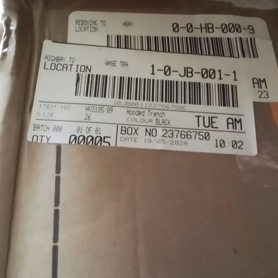 BOXED BRAND NEW APPROXIMATELY 5 JD WILLIAMS HOODED TRENCH JACKET BLACK SIZE 26