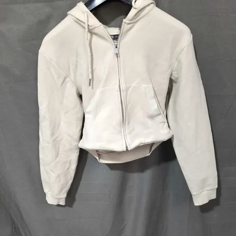 ZARA ZIP HOODIE - BEIGE, UK SIZE 12 (EU M, US M)