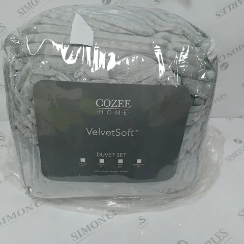 COZEE HOME VELVET SOFT DUVET SET IN GREY - KING SET