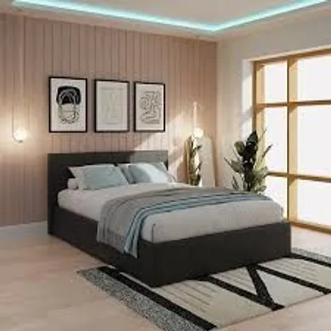 BOXED GFW 4' SMALL DOUBLE BLACK END LIFT OTTOMAN BED (2 BOXES)
