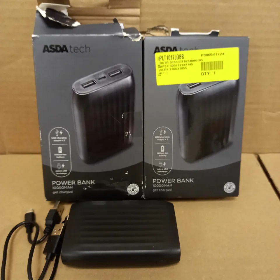 LOT OF 2 ASDA TECH POWER BANKS