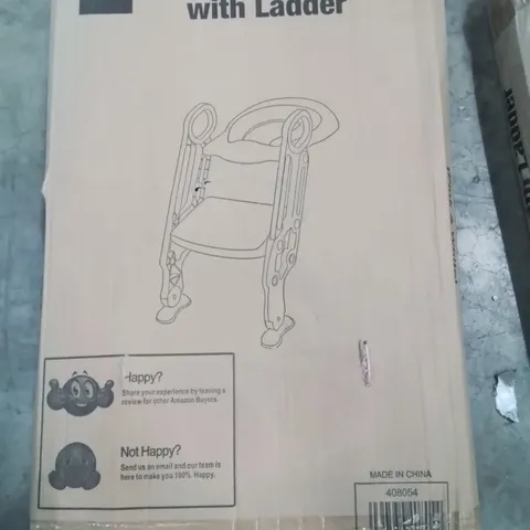 BOXED KEPLIN TODDLER TOILET SEAT WITH LADDER -PINK/WHITE
