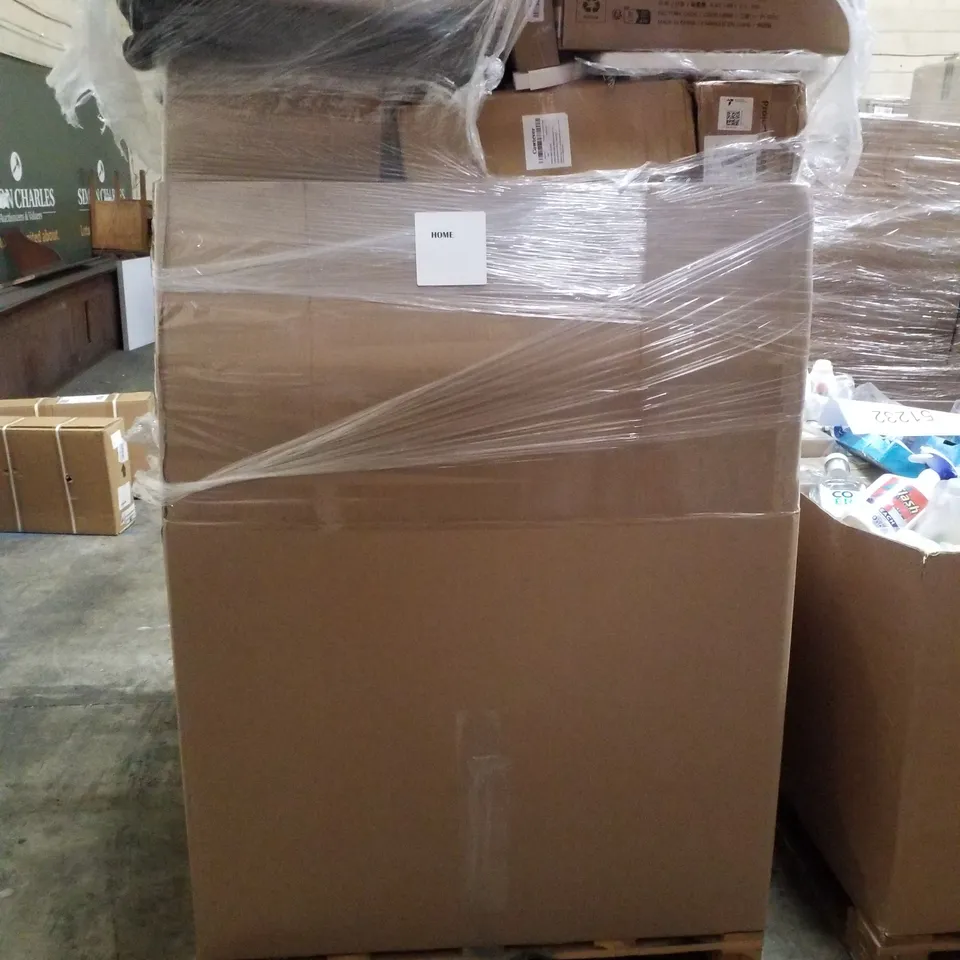 PALLET CONTAINING ASSORTED PRODUCTS INCLUDING PROJECTOR SCREENS, CAR COVERS, FOOT REST & WOODEN MONITOR STAND