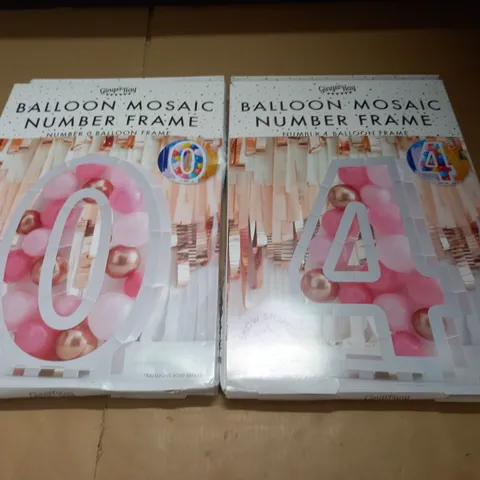 LOT OF 2 GINGER RAY BALLOON MOSAIC NUMBER FRAMES - 0&4