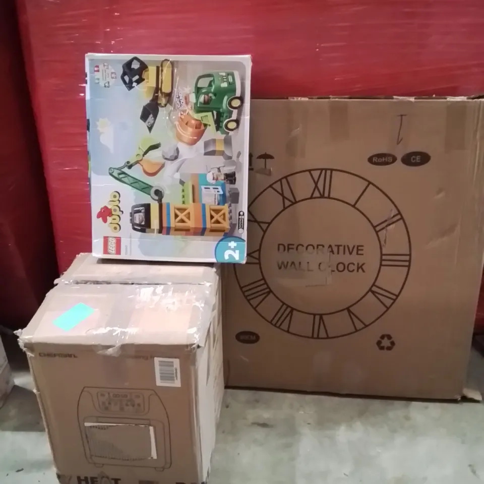 PALLET OF ASSORTED HOUSEHOLD GOODS AND PRODUCTS TO INCLUDE;AIR FRYER,WALL CLOCK,DUPLO LEGO SET