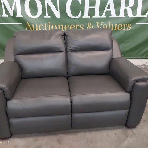 QUALITY ITALIAN DESIGNER PALMA TWO SEATER SOFA CHARCOAL LEATHER
