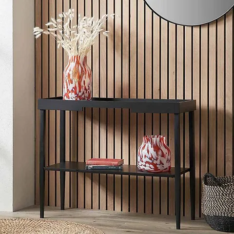 BOXED MARNIE BLACK WOOD VENEER CONSOLE TABLE (1 BOX)