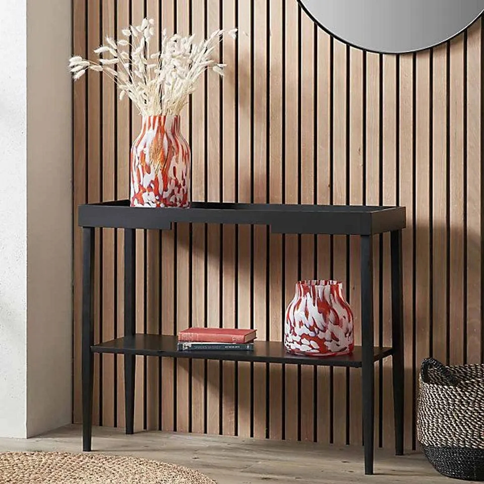 BOXED MARNIE BLACK WOOD VENEER CONSOLE TABLE (1 BOX)