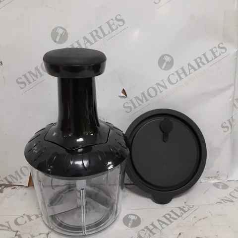 COOKS ESSENTIALS 5 BLADE PRESS CHOPPER WITH STORAGE LID - BLACK