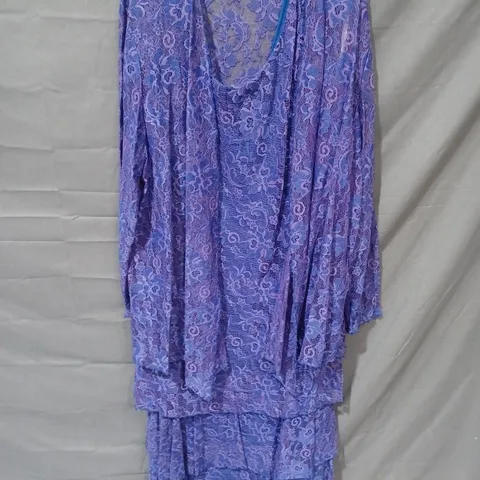 CAPRI BY MON CHERI FLORAL MESH 2 PIECE JACKET & DRESS IN ROYAL BLUE - SIZE 20W
