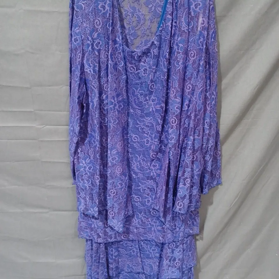 CAPRI BY MON CHERI FLORAL MESH 2 PIECE JACKET & DRESS IN ROYAL BLUE - SIZE 20W