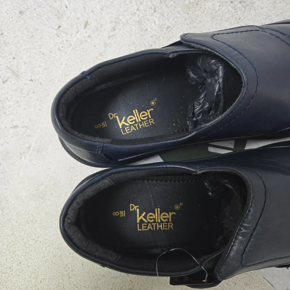 DR KELLER LEATHER MEN'S NAVY LEATHER SLIP-ON SHOES UK 8