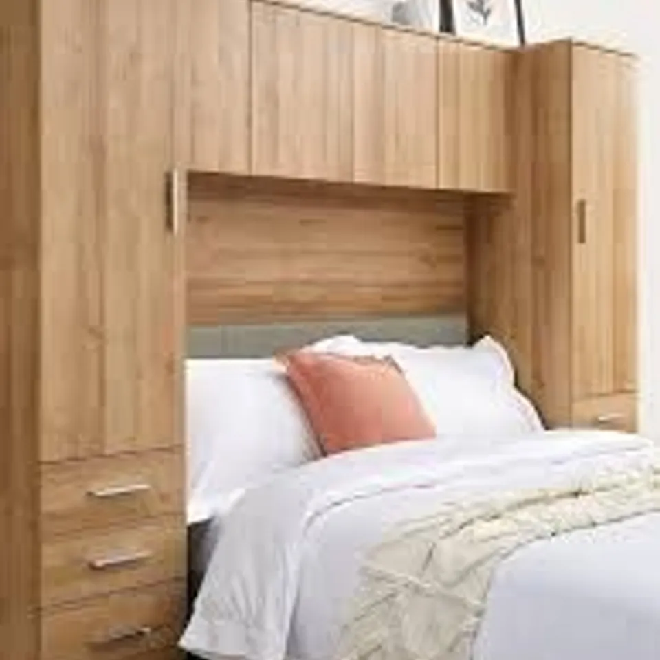 BOXED PANAMA OVERBED WARDROBE - DARK OAK (4 BOXES)
