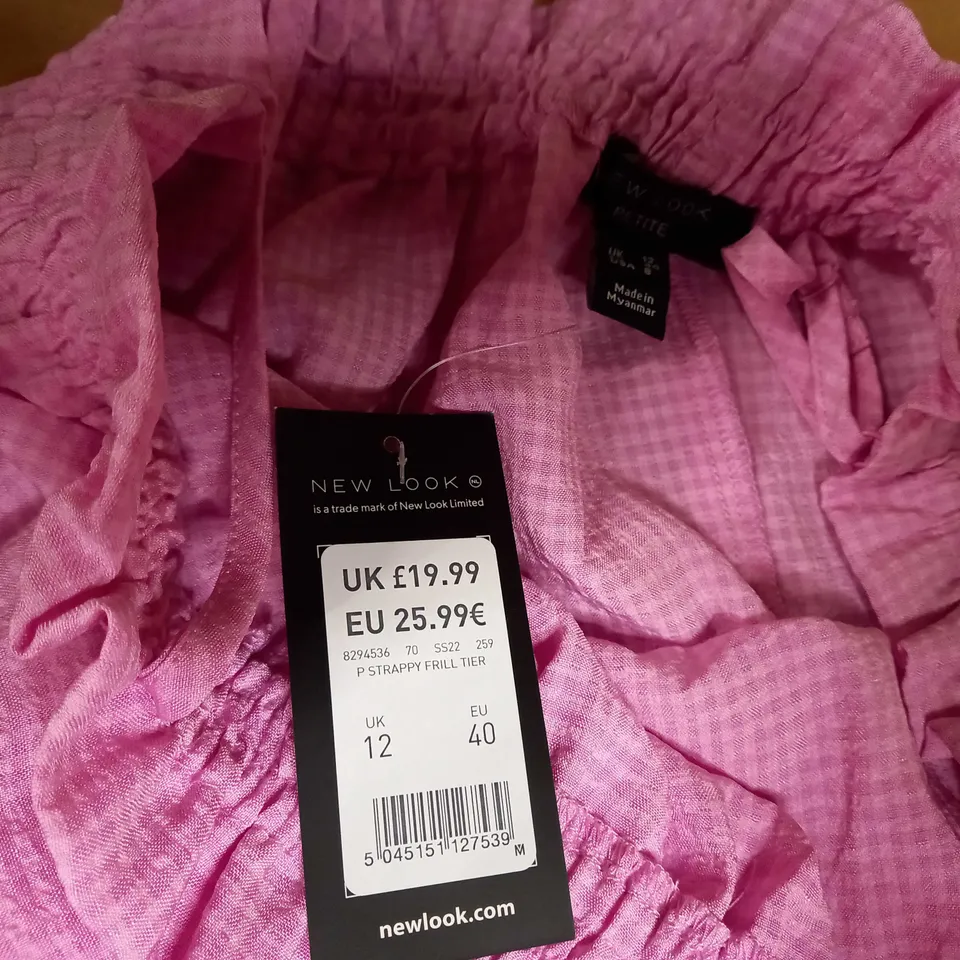 NEWLOOK PINK STRAPPY FRILL TIER SUMMER DRESS - SIZE 12