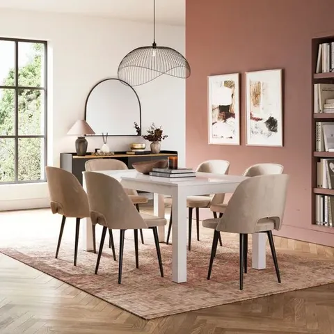 BOXED HARLINGTON 8-10 SEATER EXTENDABLE DINING TABLE, GLOSS - WHITE (1 BOX)