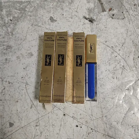 LOT OF 3 YVES SAINT LAURENT VINYL COUTURE MASCARA TESTERS IN 5 I'M THE TROUBLE BLUE