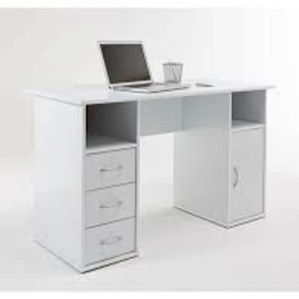 BOXED ALPHASON MARYLAND COMPUTER DESK WHITE - AW12010WHI (1 BOX)
