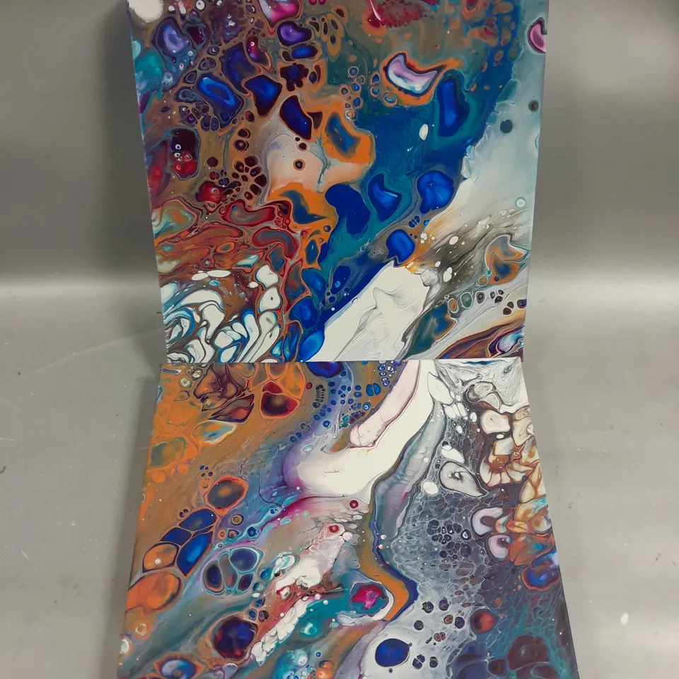 ABSTRACT SQUARE CANVAS PAINTING PAIR 