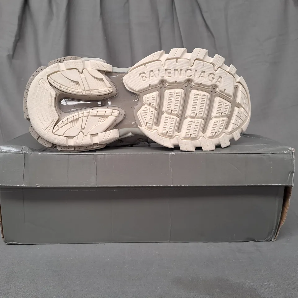 BOXED PAIR OF BALENCIAGA TRACK SNEAKERS IN BEIGE UK SIZE 5