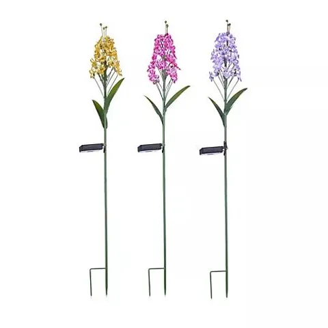 GARDEN REFLECTIONS SET OF 3 SOLAR DELPHINIUM STAKE LIGHTS