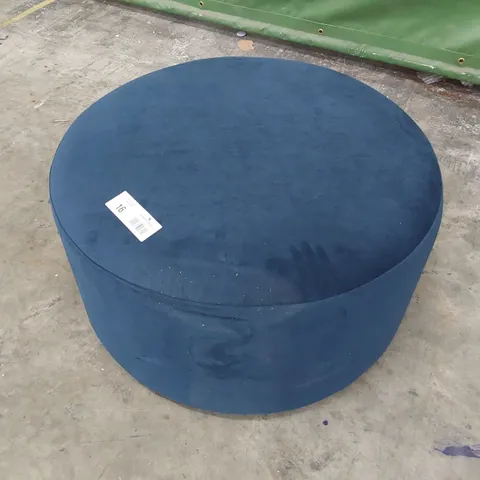 QUALITY BRITISH MADE LOUNGE Co CIRCUAR FOOTSTOOL BLUE PLUSH FABRIC