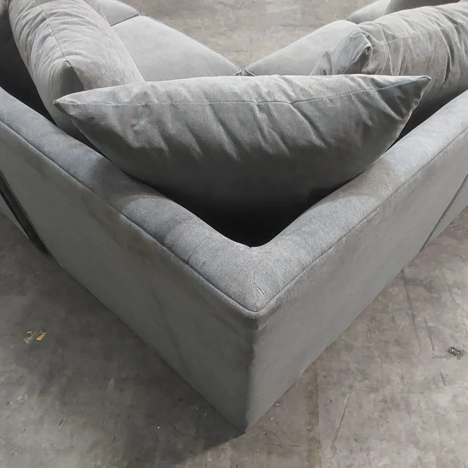 QUALITY DESIGNER DURY DARK GREY FABRIC UPHOLSTERED CORNER GROUP SOFA