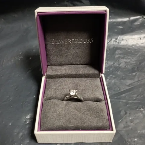 BEAVERBROOKS DIAMOND SOLITAIRE RING IN PRESENTATION BOX (WHITE METAL)