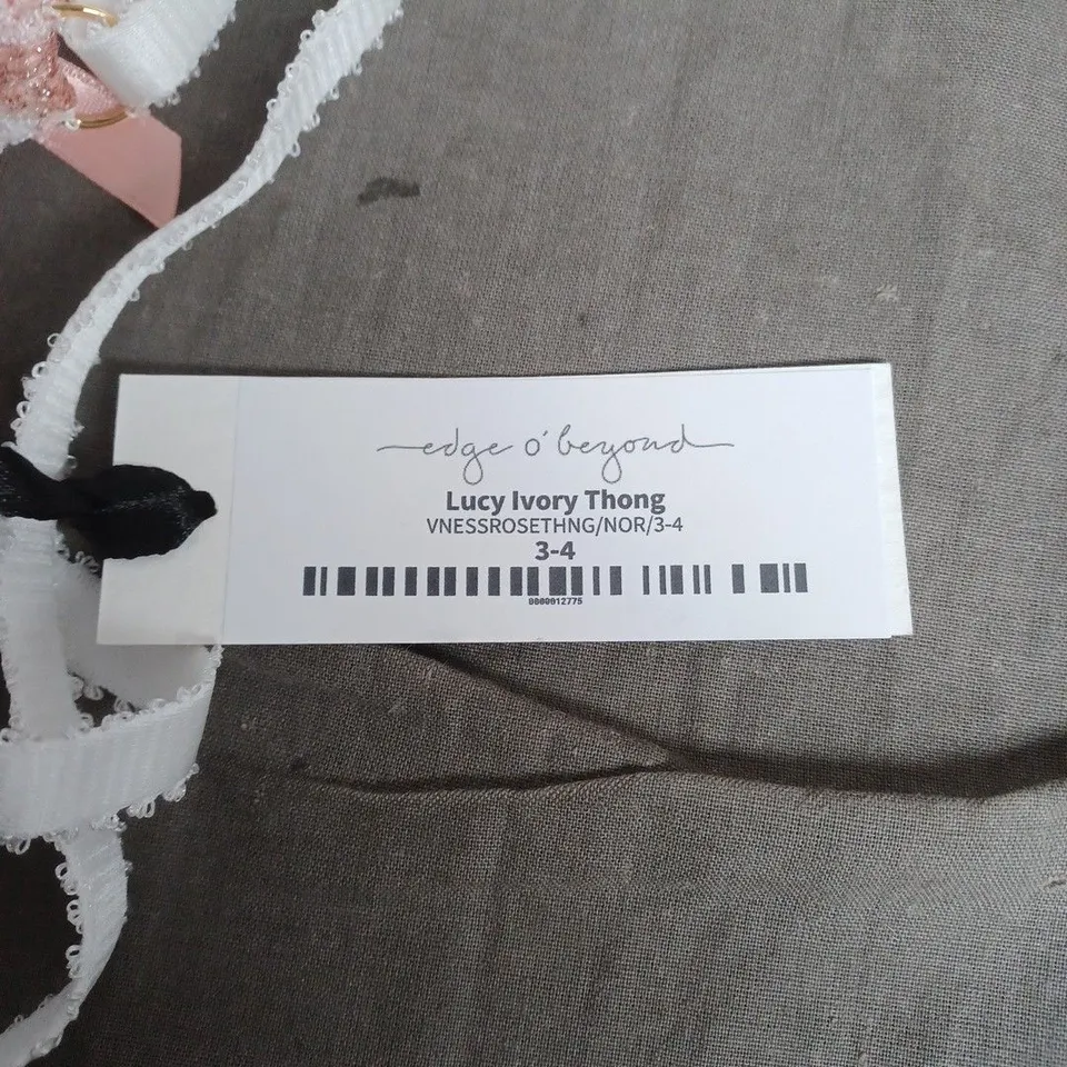 EDGE O' BEYOND LUCY IVORY THONG & BRA SET – PINK LACE, SIZE 3-4 (SET OF 2)