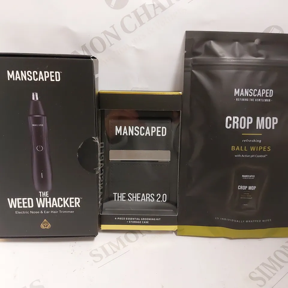 3 MANSCAPED ITEMS TO INCLUDE `THE SHEARS`, `WEED WHACKER` AND `CROP MOP` WIPES