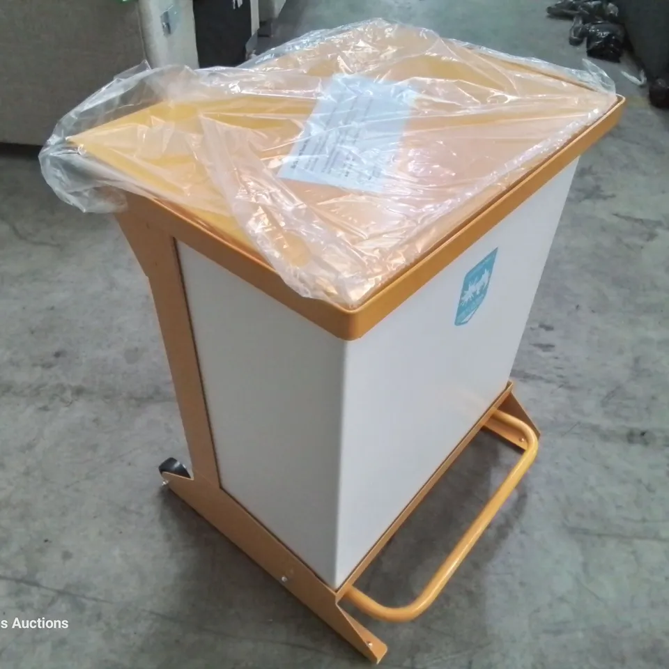 TWO WYBONE METAL PEDAL BINS ORANGE/WHITE