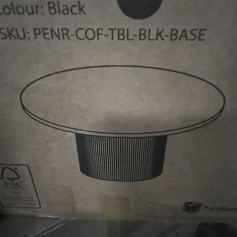 BOXED PENROSE ROUND PILLAR COFFEE TABLE BLACK BASE 