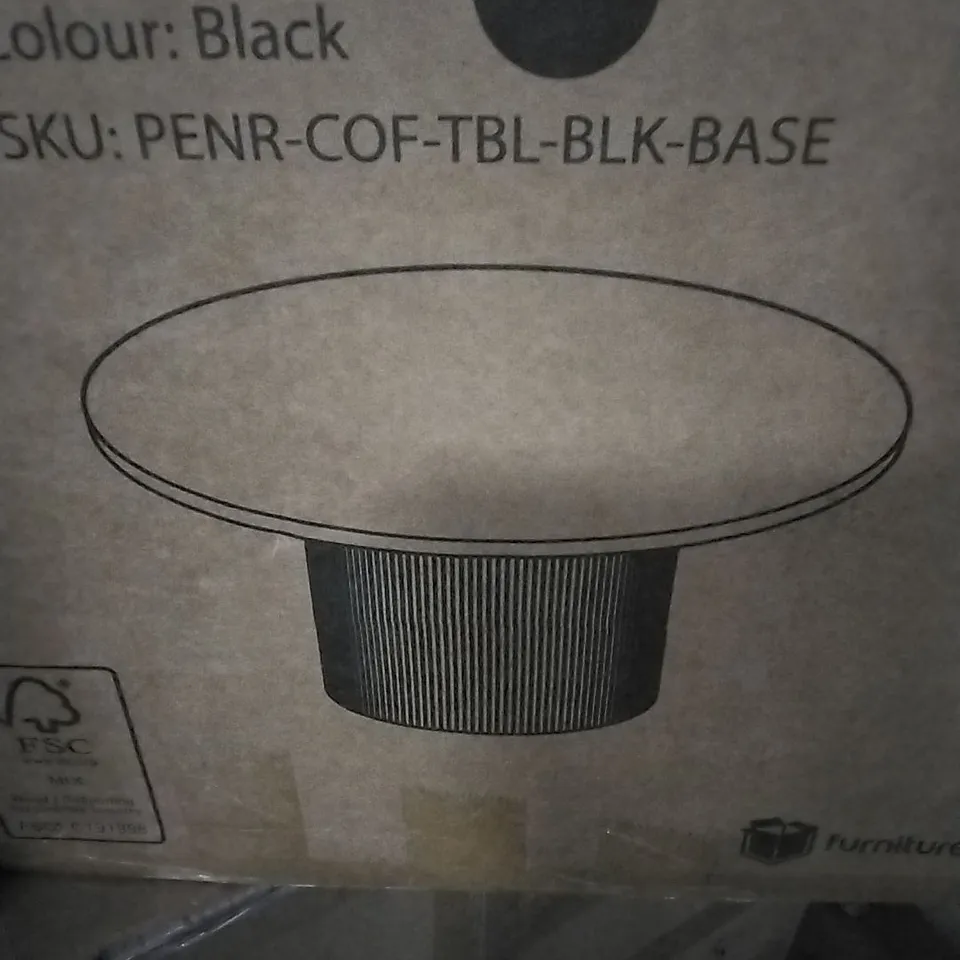 BOXED PENROSE ROUND PILLAR COFFEE TABLE BLACK BASE 