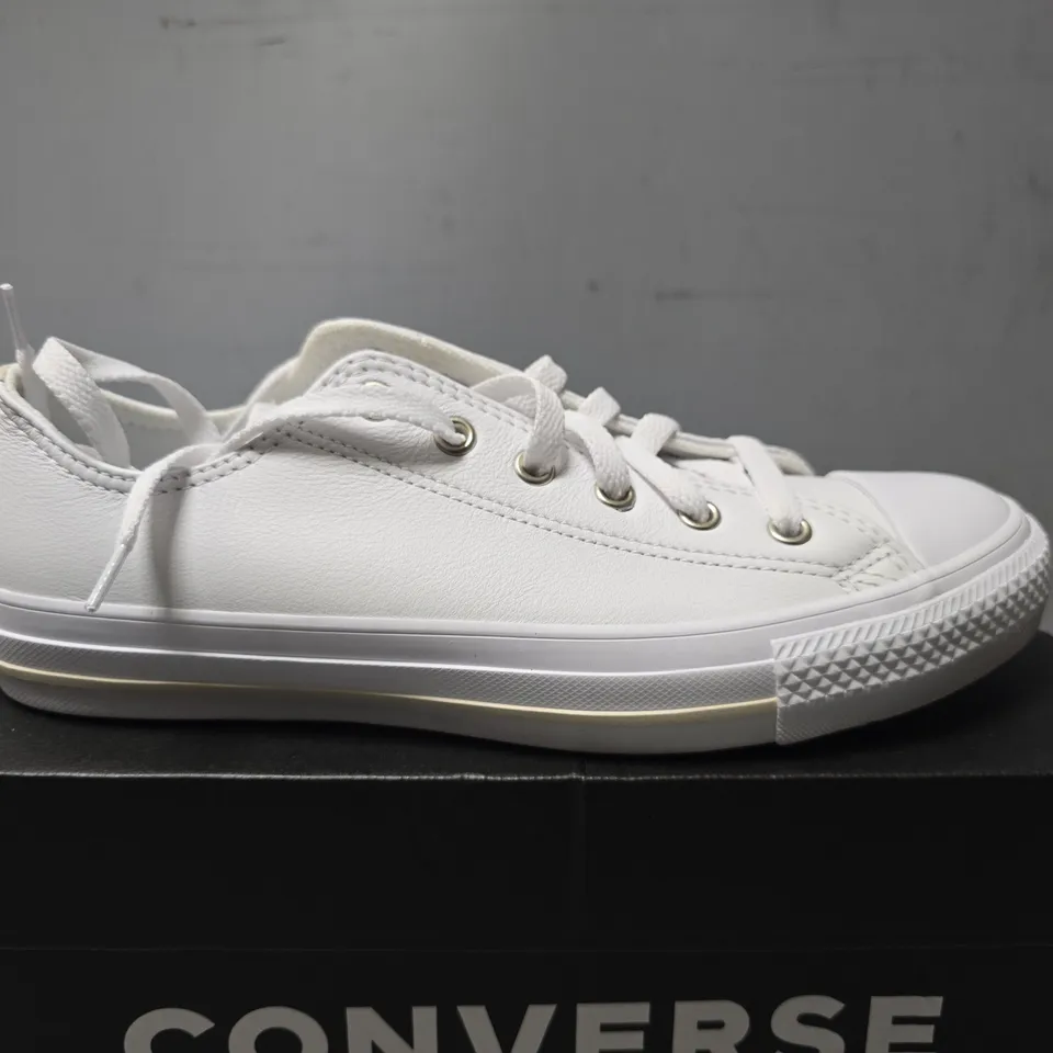 BOXED CONVERSE WHITE TRAINERS  - UK 5