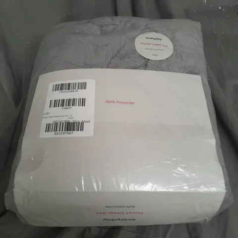 TEDDY FLEECE DUVET COVER SET IN GREY