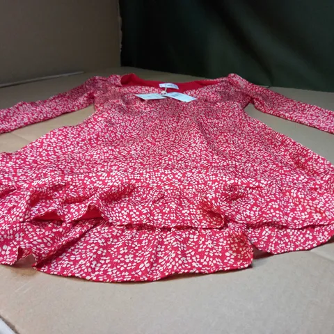 MNG RED DITSY TEA DRESS - SMALL