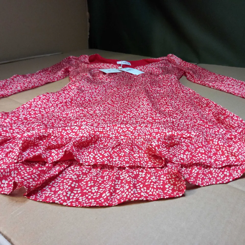 MNG RED DITSY TEA DRESS - SMALL