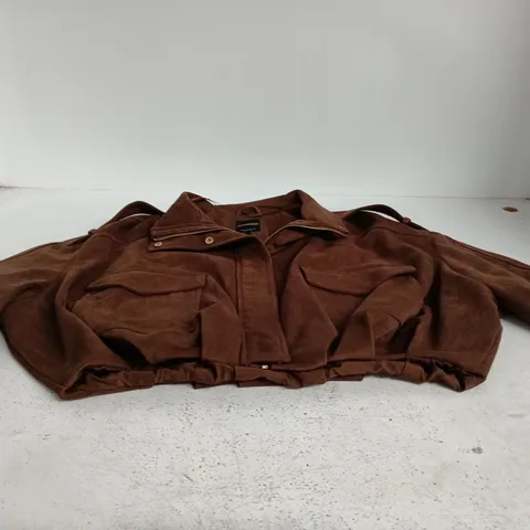 STRADIVARIUS BROWN SUEDE-LOOK JACKET (EU L, US L) – WOMEN'S