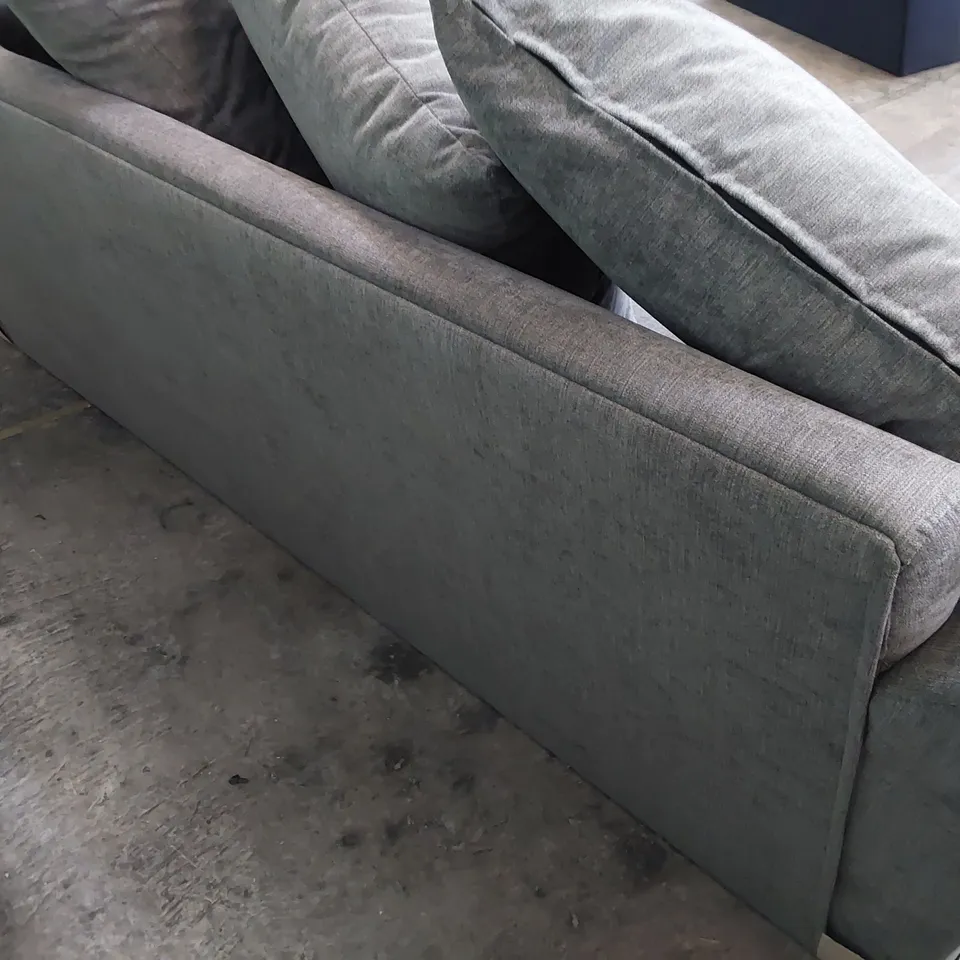 DESIGNER ZINA THREE SEATER SOFA WITH SCATTER CUSHIONS GREY FABRIC 