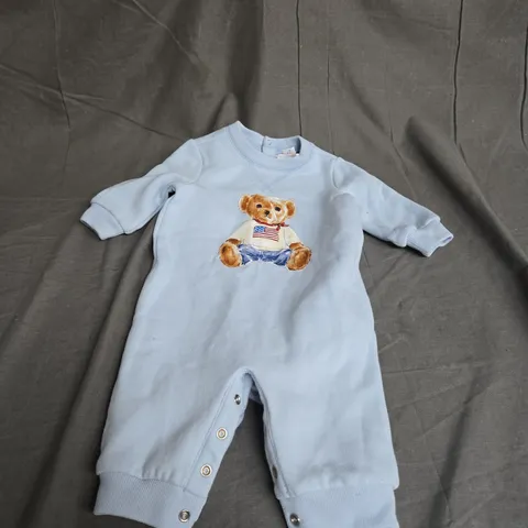 RALPH LAUREN BABY POLO BEAR FLEECE COVERALL IN TEDDY BLUE SIZE 3MONTHS