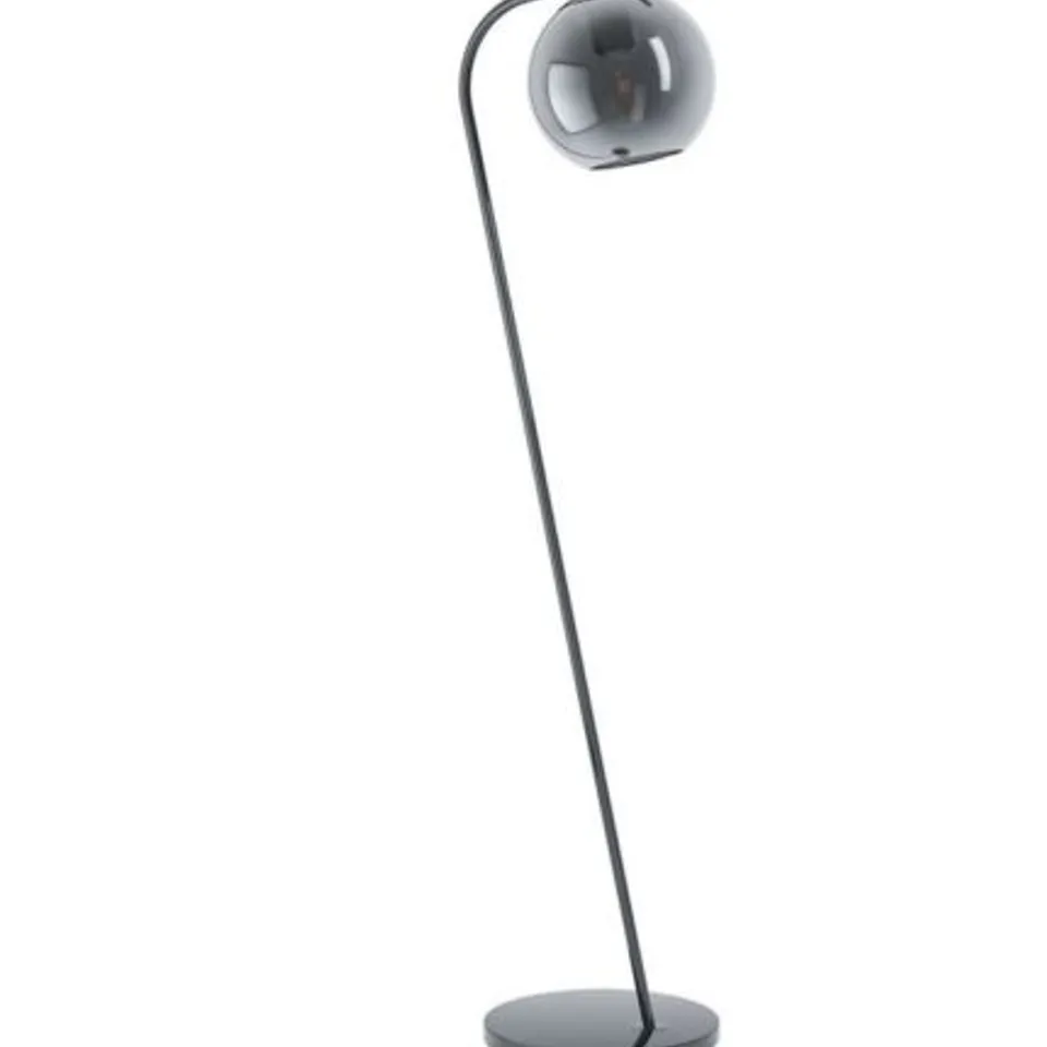 BOXED EGLO TERRIENTE ARCHED FLOOR LAMP BLACK, GLASS SHADE 150CM H X 40CM W X 40CM D