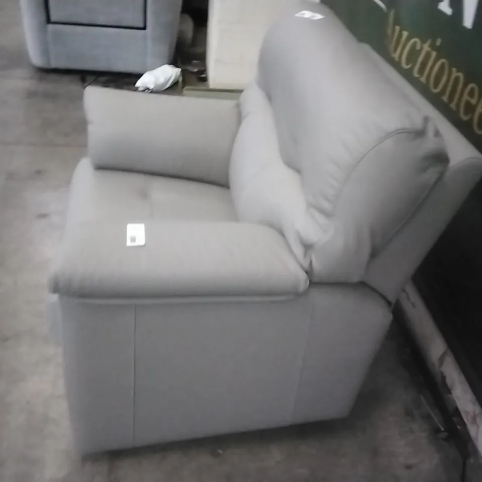 QUALITY G-PLAN BRITISH MADE HARDWOOD FRAMED STERTFORD CAMBRIDGE GREY LEATHER MANUALLY RECLINING ARMCHAIR