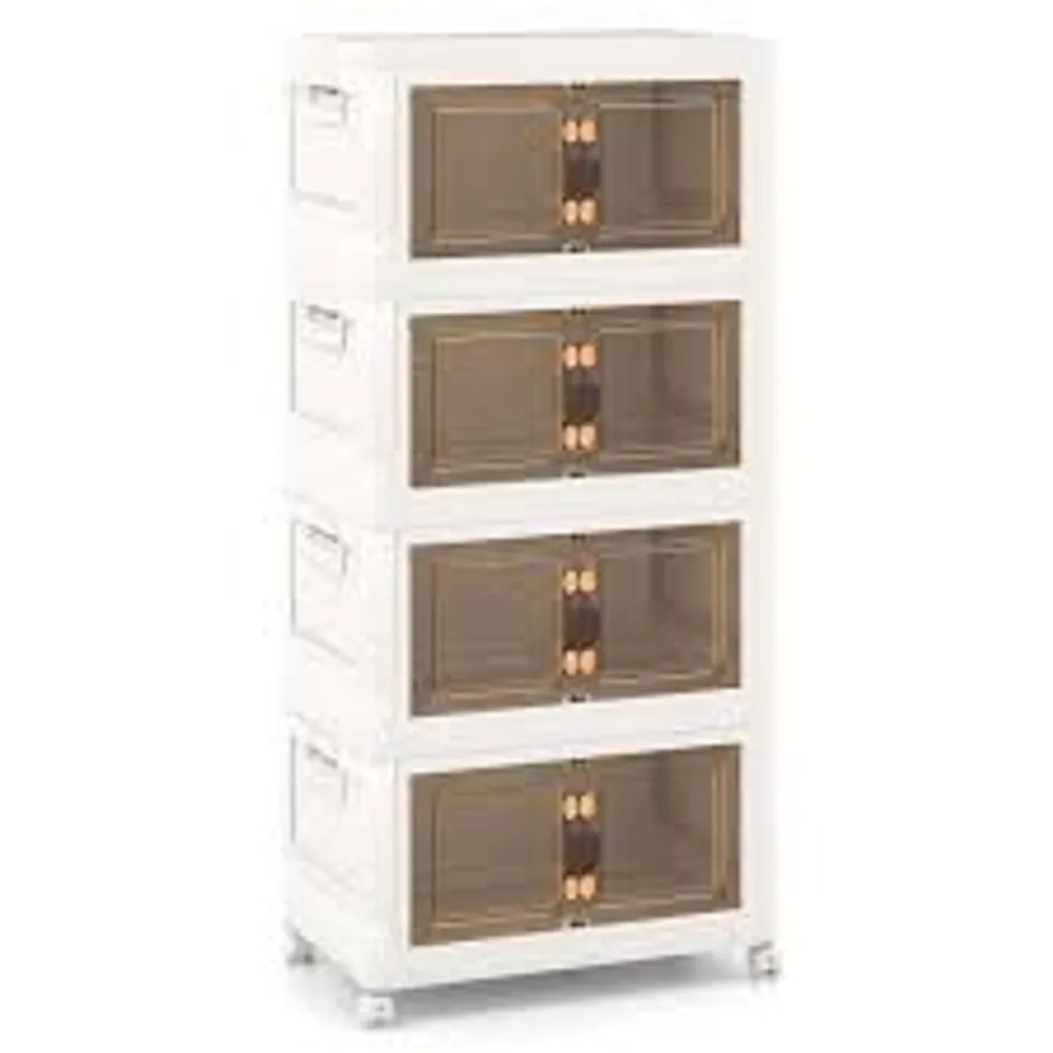 BOXED STACKABLE STORAGE BINS WITH LOCKABLE WHEELS-44 GAL-4-TIER 