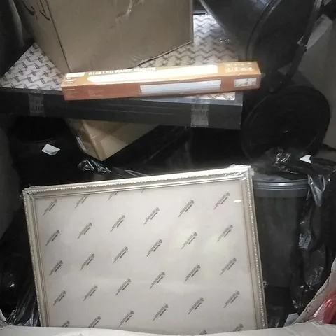 PALLET OF ASSORTED HOUSEHOLD GOODS AND PRODUCTS TO INCLUDE; LED LAMPS, BUCKETS, AIR COOLER, BOXED FURNITURE ETC