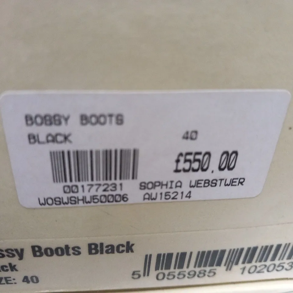 BOXED PAIR OF SOPHIA WEBSTER BOSSY BOOTS BLACK SIZE 40