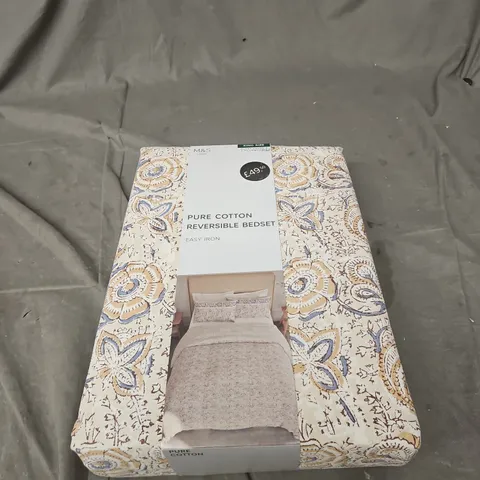 M&S PURE COTTON REVERSIBLE BEDSET – KING SIZE, EASY IRON