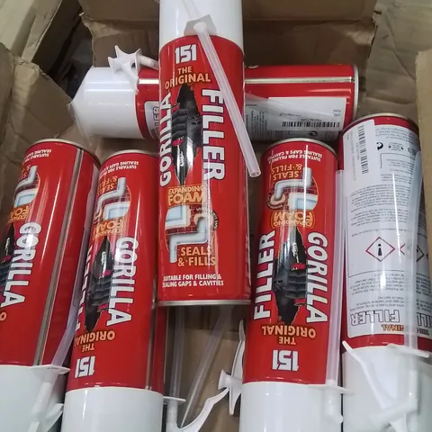 BOX CONTAINING 6 CANS OF GORILLA FILLER 