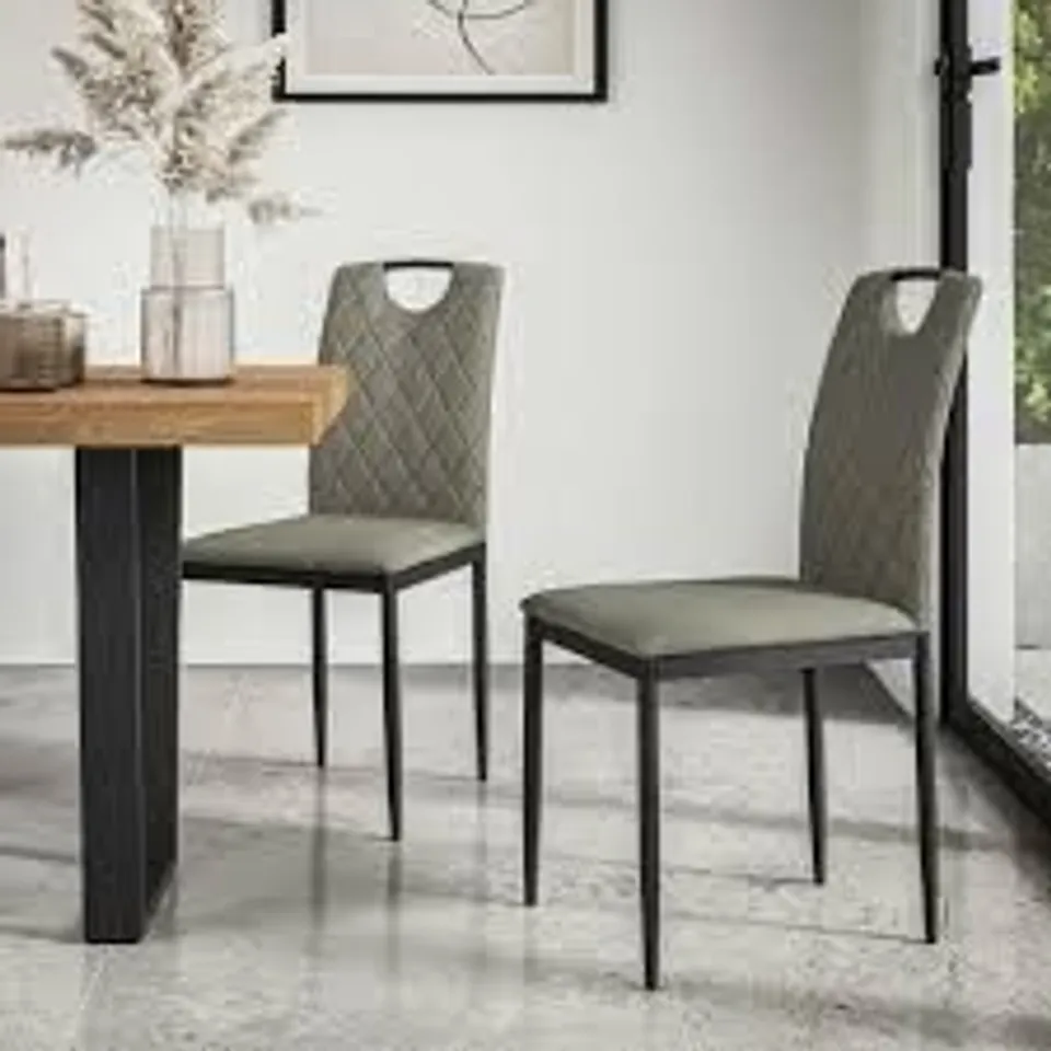 BOXED SET OF 2 MONZA FABRIC DINING CHAIRS - GREY (1 BOX)