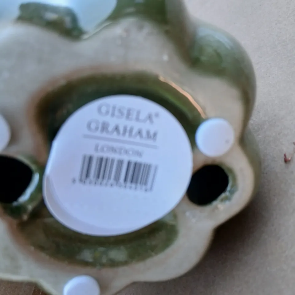 APPROXIMATELY 36 GISELA GRAHAM LONDON CERAMIC PUMPKIN ORNAMENT, GREEN GLAZE